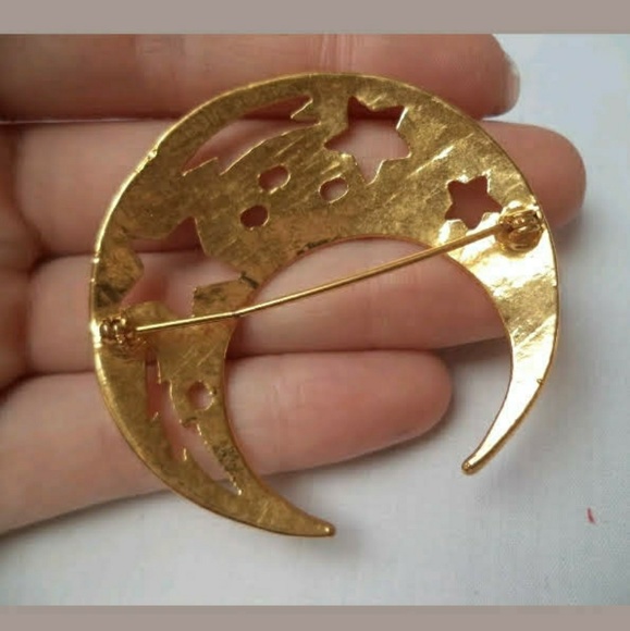 VTG Gold Tone Crescent Moon 2\